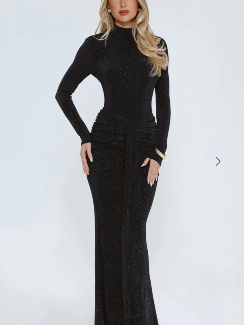 HELLO MOLLY SOPHISTICATED STYLE LONG SLEEVE MAXI DRESS BLACK